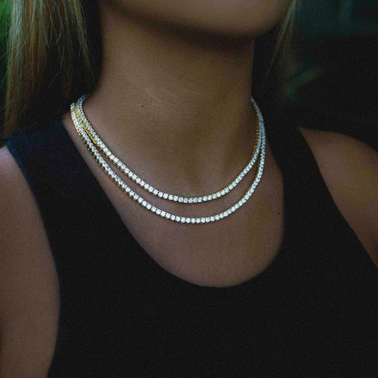Yellow Gold Single Row Tennis Chain