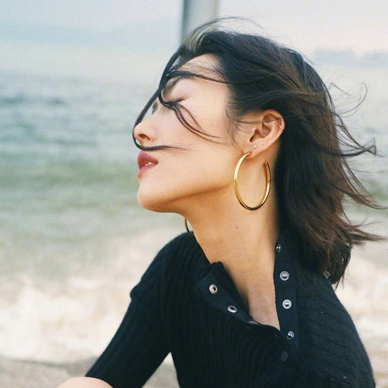 Vintage C Hoop Large Earrings