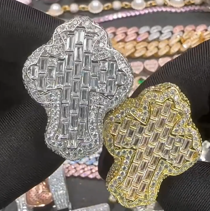 Luxury Baguette Diamond Cross Ring