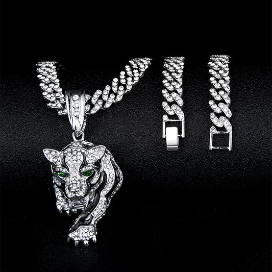 Green Eyes Downhill Tiger Pendant