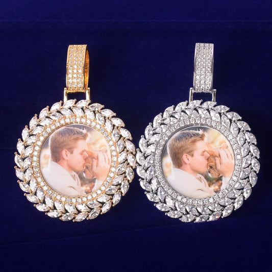 Round Wheat Ears Photo Frame Pendant