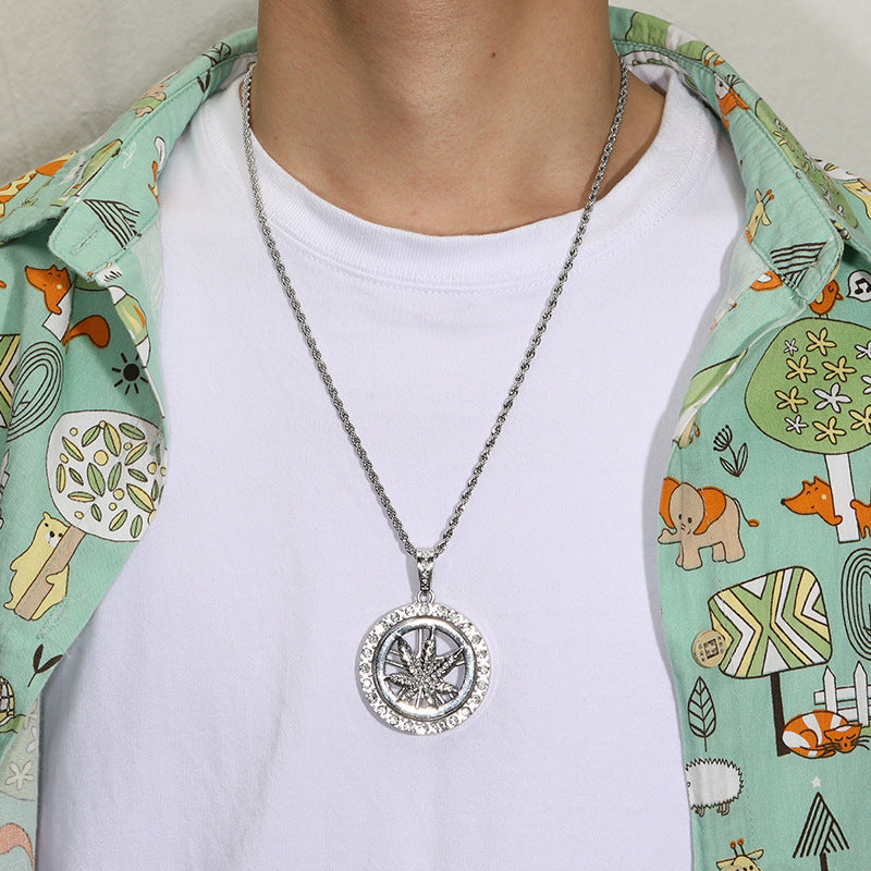 Circle Maple Leaf Pendant