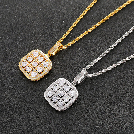 Grid Gemstone Box Pendant