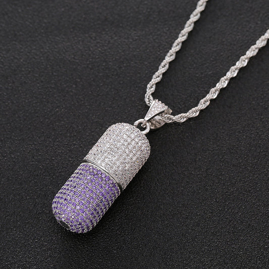 Purple Pill Capsule Pendant