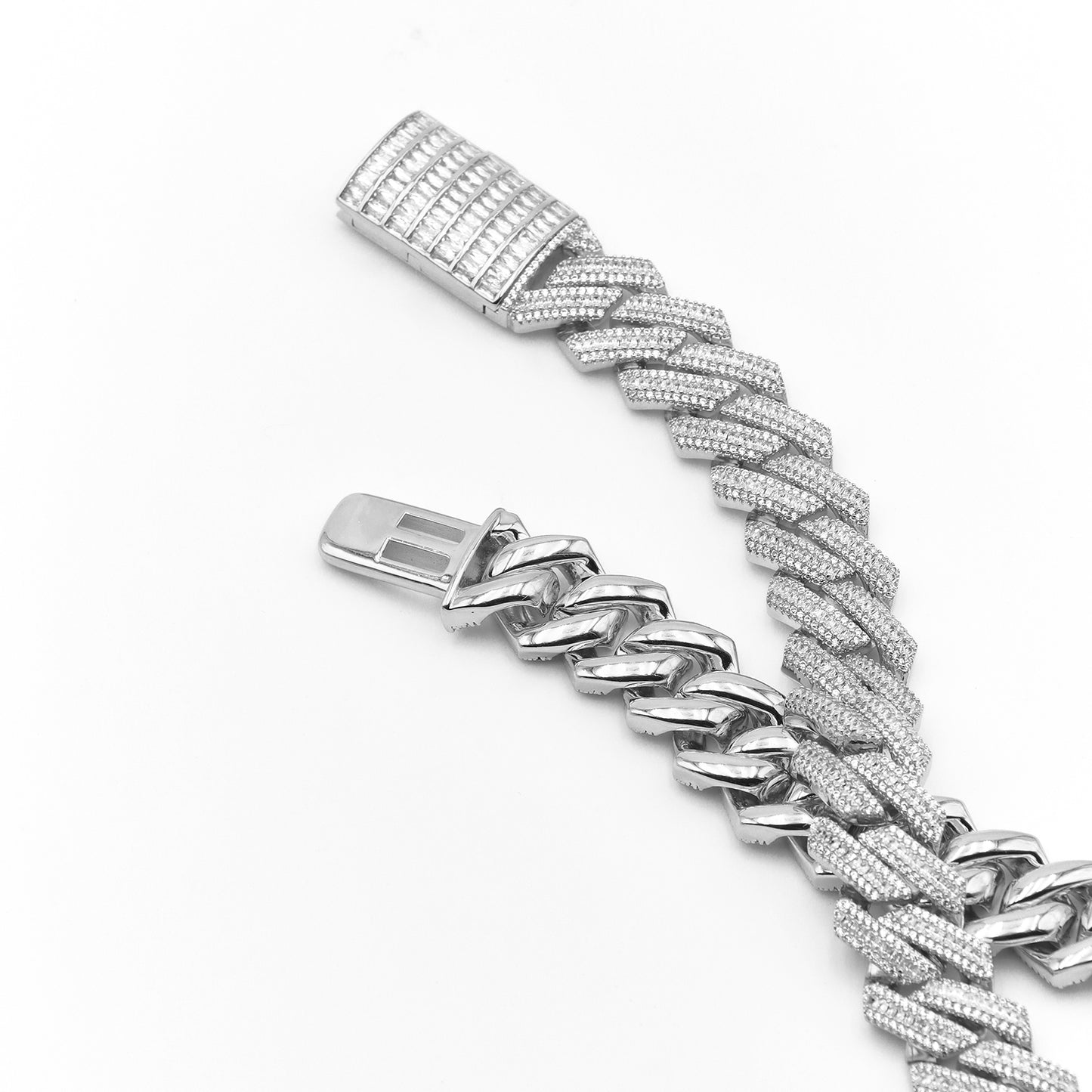 S925 16mm Baguette Diamond Cuban Chain