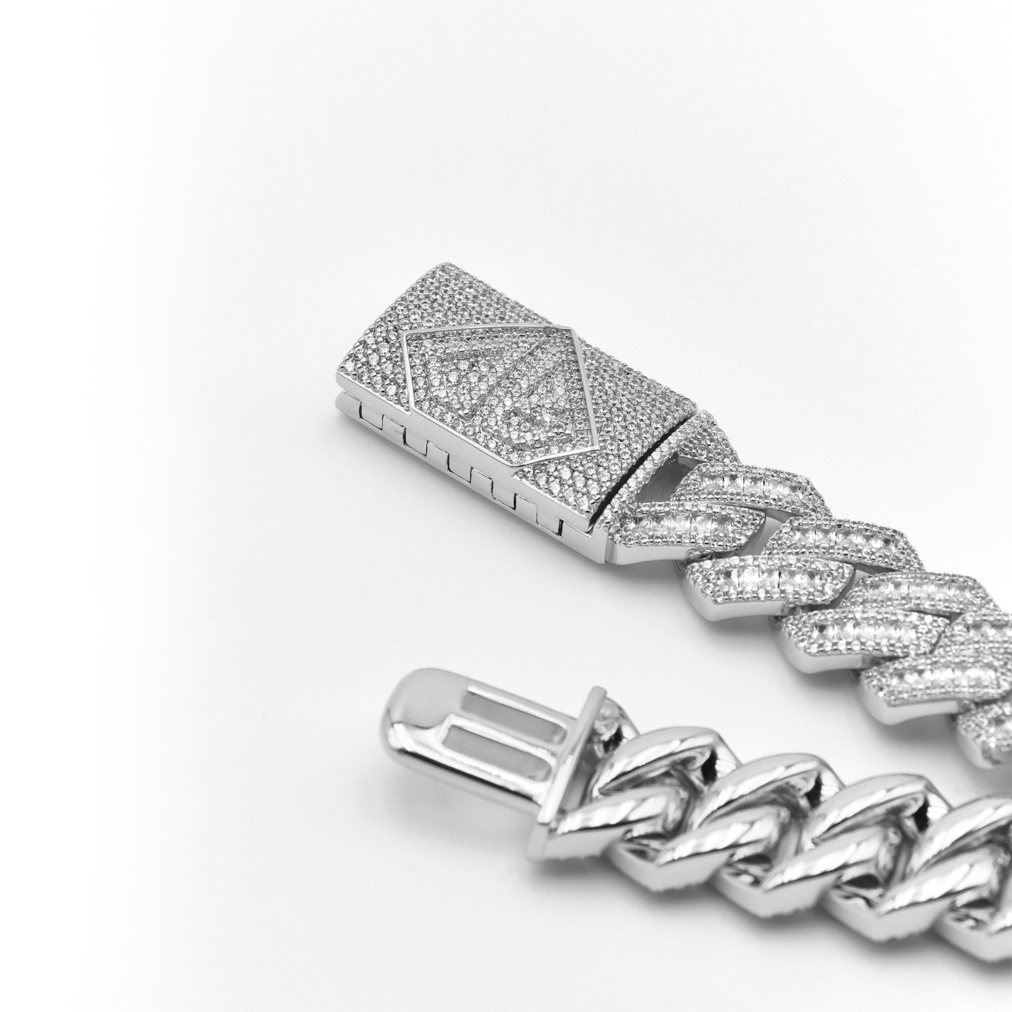 S925 15mm Superman Pattern Cuban Bracelet