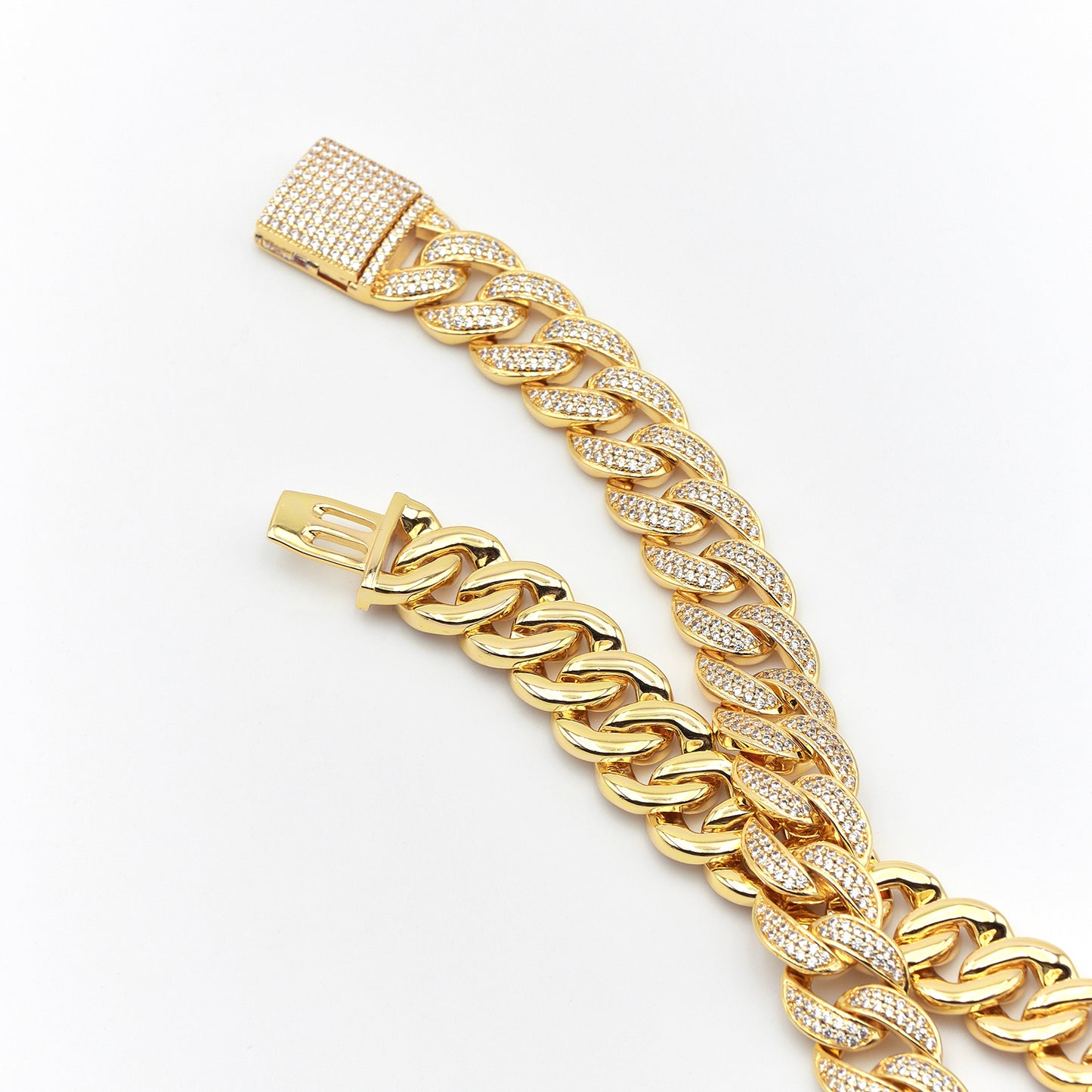 S925 12mm Crescent Moon Cuban Chain