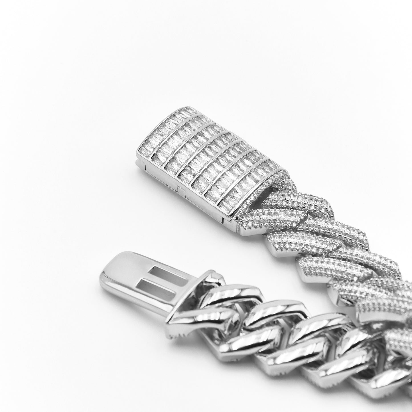 S925 16mm Baguette Diamond Cuban Bracelet