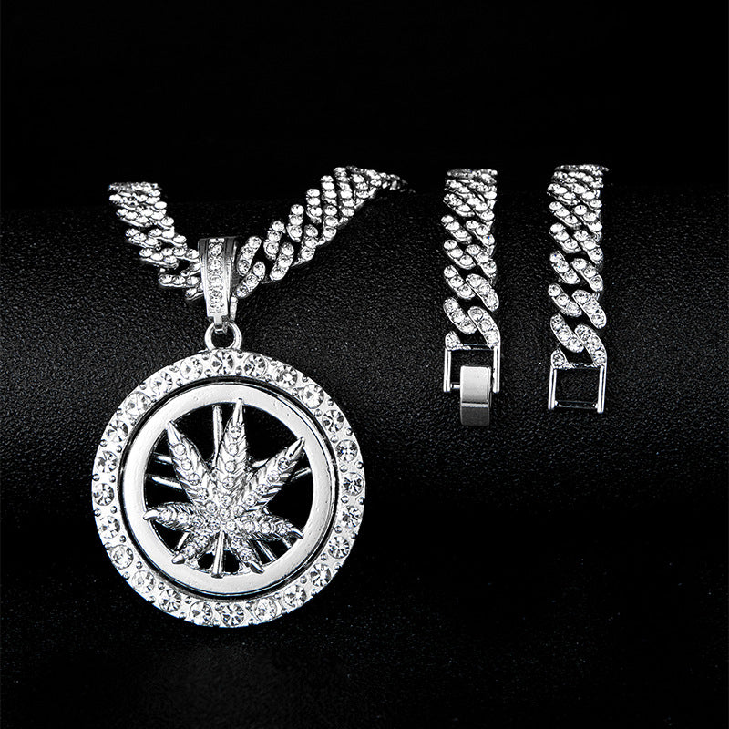 Circle Maple Leaf Pendant