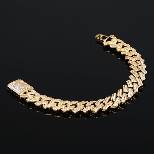 S925 16mm Vintage Rectangular Cut Cuban Bracelet
