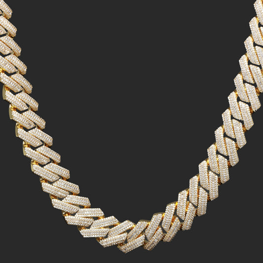 S925 16mm Baguette Diamond Cuban Chain