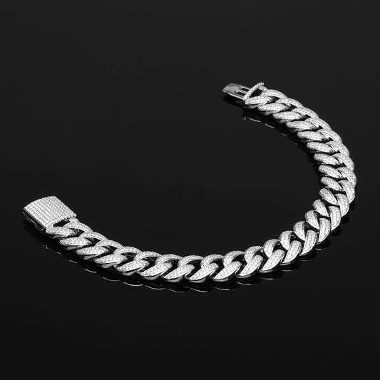 S925 12mm Crescent Moon Cuban Bracelet