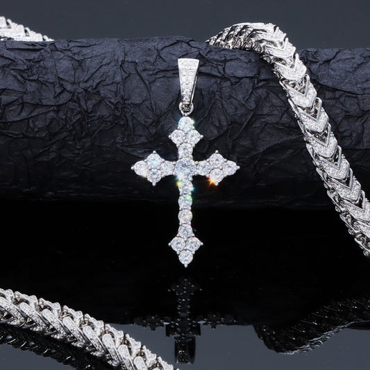 Ice Faith Rhombus Cross Pendant
