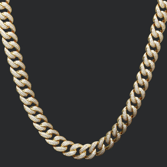 S925 12mm Crescent Moon Cuban Chain