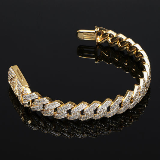 S925 15mm Superman Pattern Cuban Bracelet