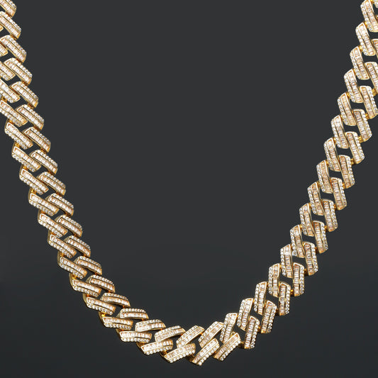 S925 16mm Vintage Rectangular Cut Cuban Chain