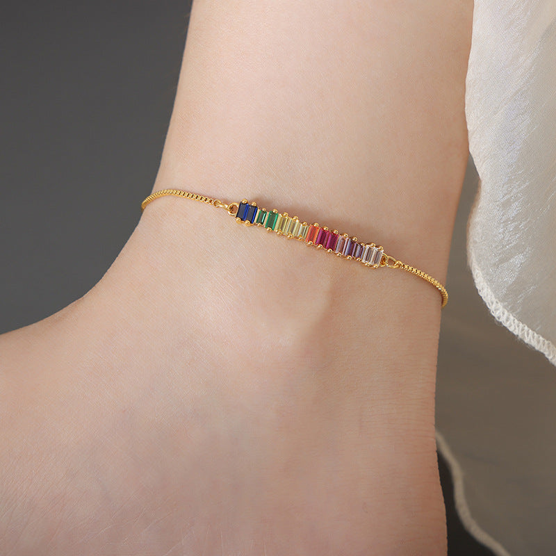 Dopamine 18K Colorful Zircon Anklet
