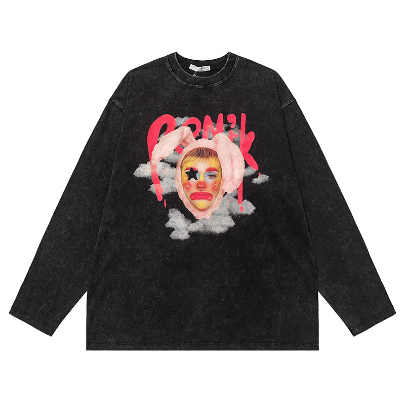 Dopamine Retro Clown Hoodie Hip Hop Loose Couple Long Sleeve Top