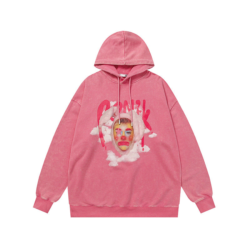 Dopamine Retro Clown Hoodie Hip Hop Loose Couple Long Sleeve Top