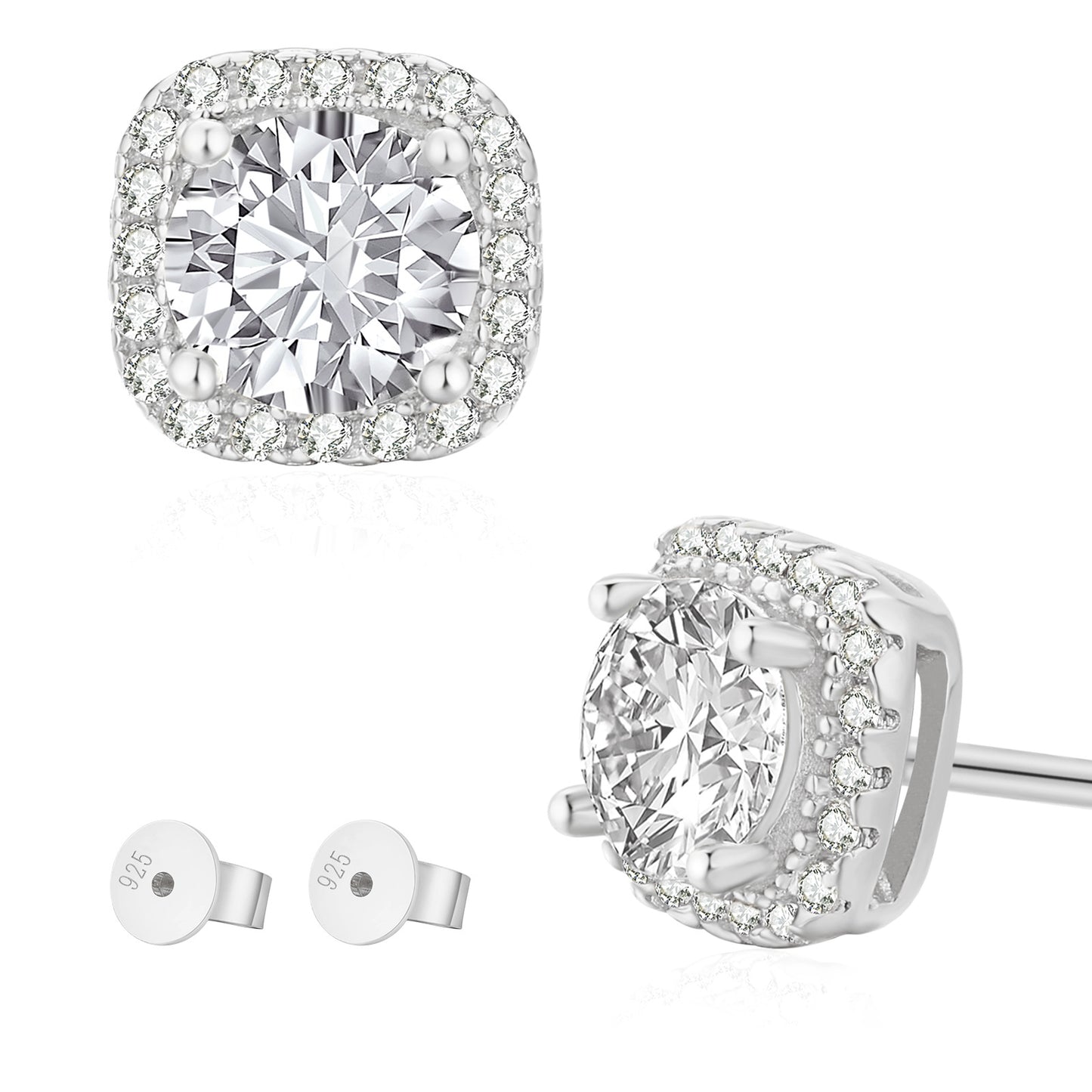 Square Round Corner 0.5 Carat Moissanite Earrings