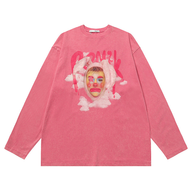 Dopamine Retro Clown Hoodie Hip Hop Loose Couple Long Sleeve Top