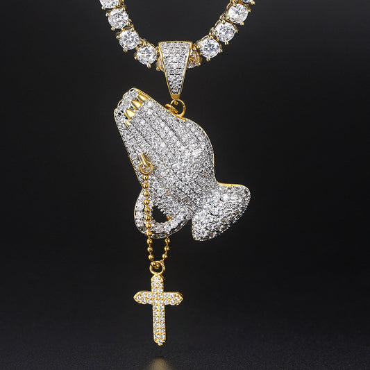 Small Cross Prayer Gesture Pendant