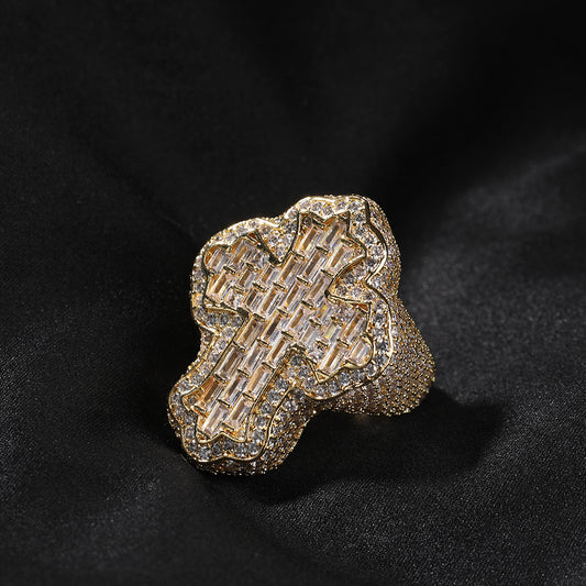 Luxury Baguette Diamond Cross Ring