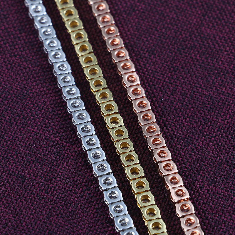 Yellow Gold Single Row Tennis Chain