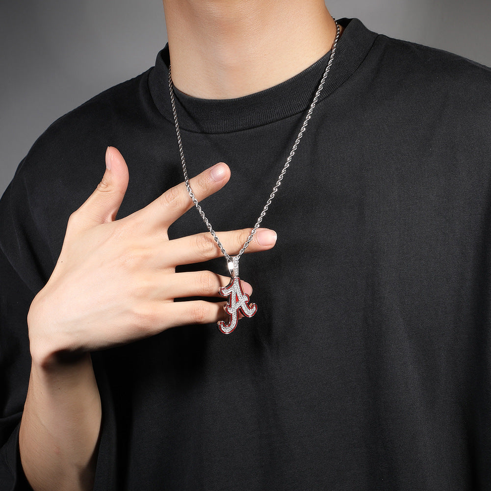 Letter A Red Edge Drip Glaze Pendant