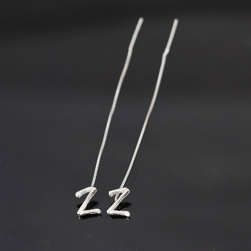 S925 Sterling Silver 26 Letters Earrings(Single)
