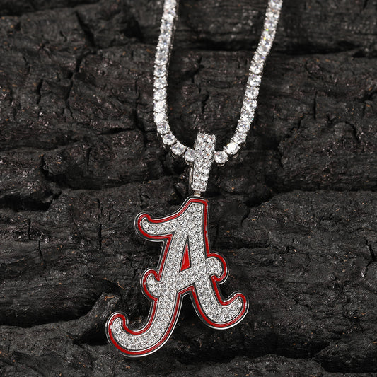 Letter A Red Edge Drip Glaze Pendant