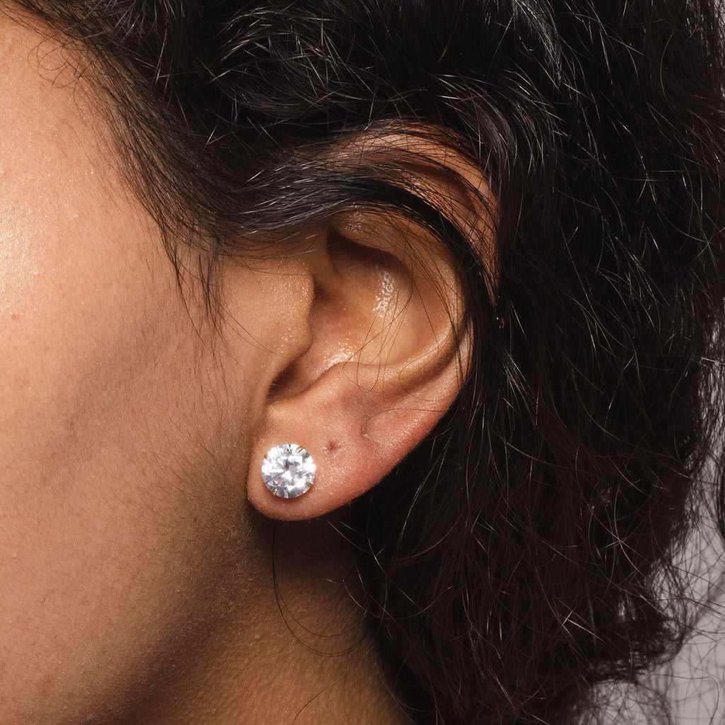 Classic 4 Claws Round Cut Moissanite Earrings