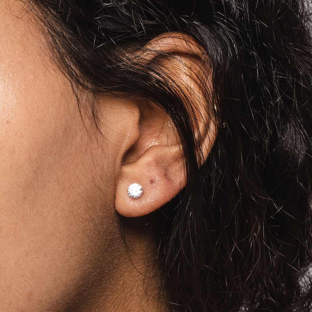 Classic 4 Claws Round Cut Moissanite Earrings