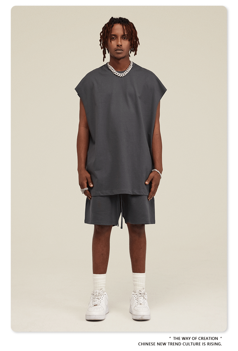 2023 Spring and Summer Heavy 305G Earth Color FOG Sleeveless Vest