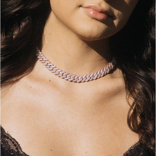 14mm Rhombus Rose Gold Cuban Chain