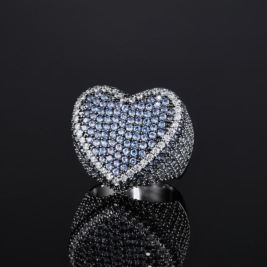 Cubic Heart Full Diamond Hip Hop Ring