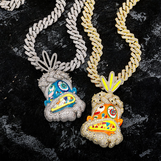 Color Dripping Oil Cartoon Rap Pendant