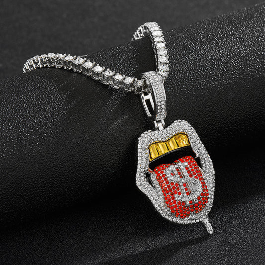 Tongue Out Gold Tooth Hip Hop Pendant