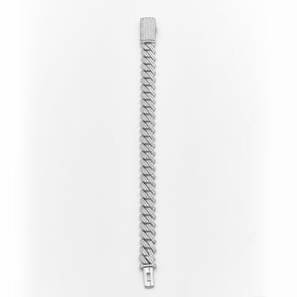 S925 Silver 12mm Classic Trapezoidal Cuban Bracelet