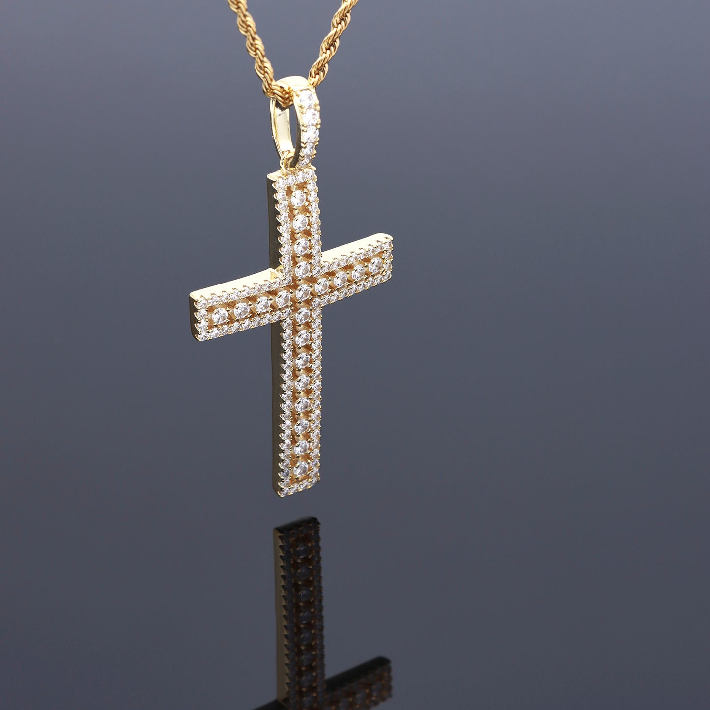 Golden Openwork Cross Pendant