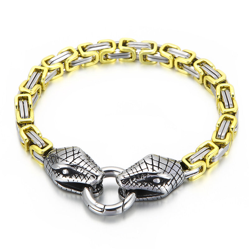 Dopamine Hip Hop Snake Head Buckle Stainless Steel Bracelet