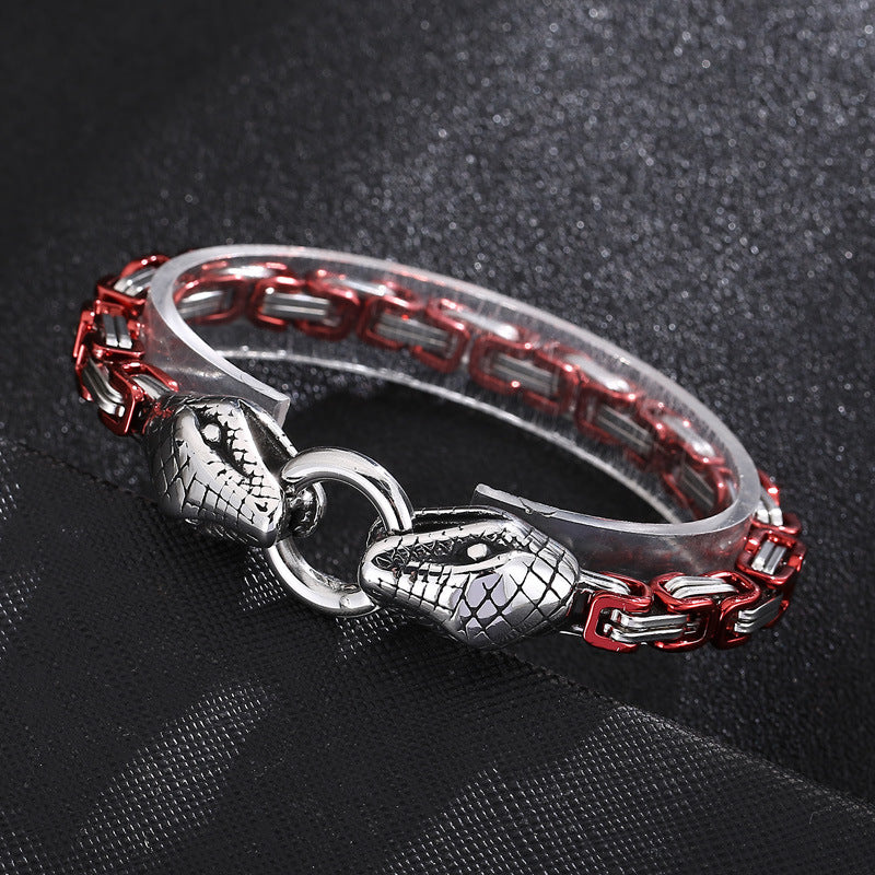 Dopamine Hip Hop Snake Head Buckle Stainless Steel Bracelet