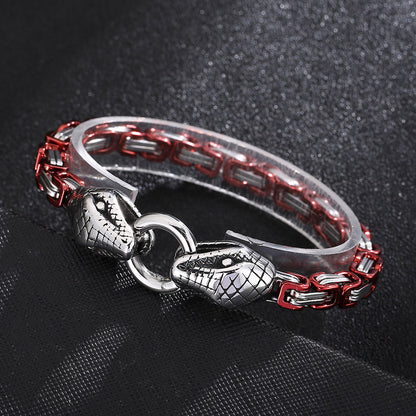 Dopamine Hip Hop Snake Head Buckle Stainless Steel Bracelet