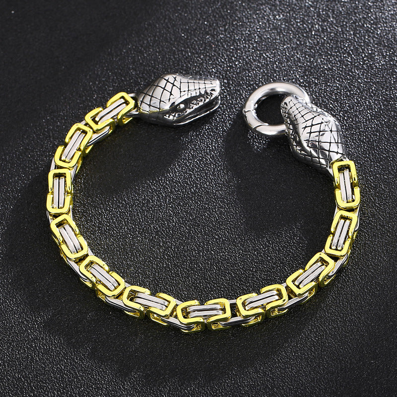 Dopamine Hip Hop Snake Head Buckle Stainless Steel Bracelet