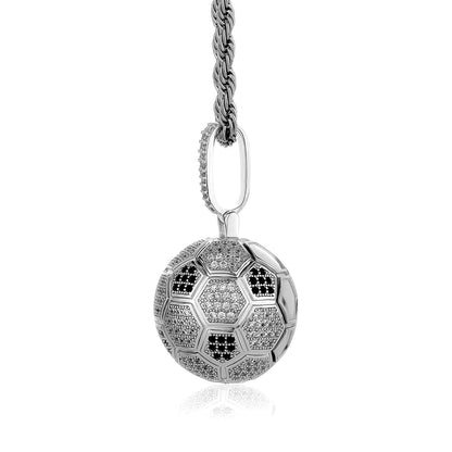 World Cup Soccer Pendant Hip Hop Sport Micro Paved Zircon Necklace