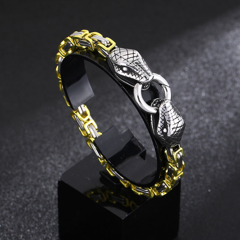 Dopamine Hip Hop Snake Head Buckle Stainless Steel Bracelet