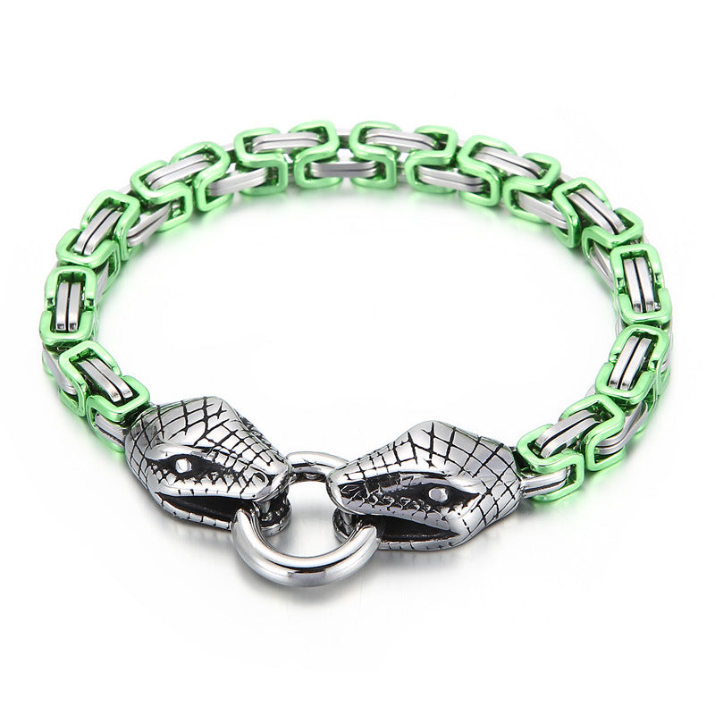 Dopamine Hip Hop Snake Head Buckle Stainless Steel Bracelet