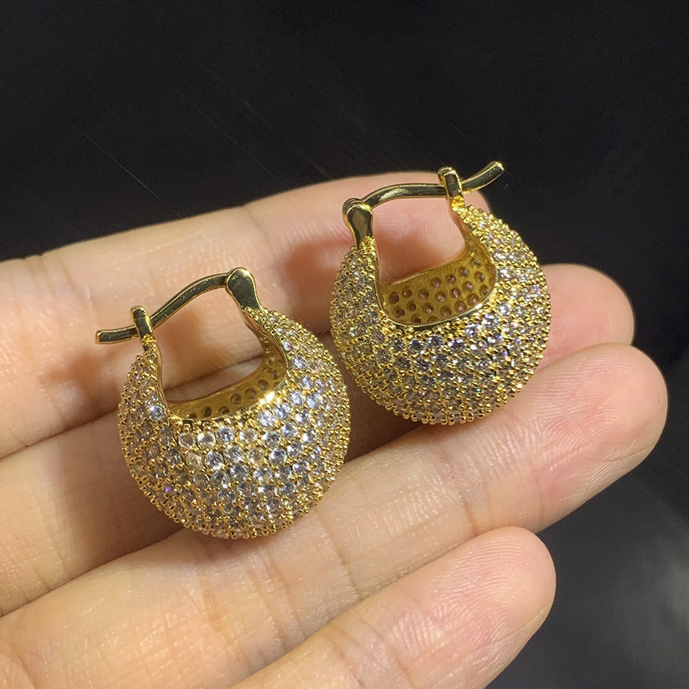 Spherical Basket Full Diamond Earrings