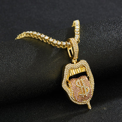 Tongue Out Gold Tooth Hip Hop Pendant