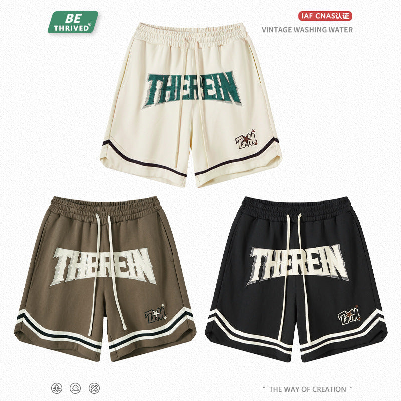 2023 Summer Heavyweight American Heavy Industry Embroidered Basketball Pants Loose Slit Sports